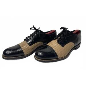 Vintage Stacy Adams Madison Oxford Dress Shoes Crocodile Toe Cap Woven - Size 10